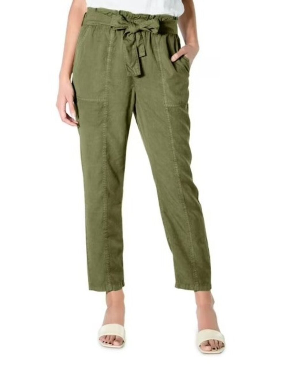 Social Standard By Sanctuary Melody High Waist Paperbag Pants In Willow-Size XL